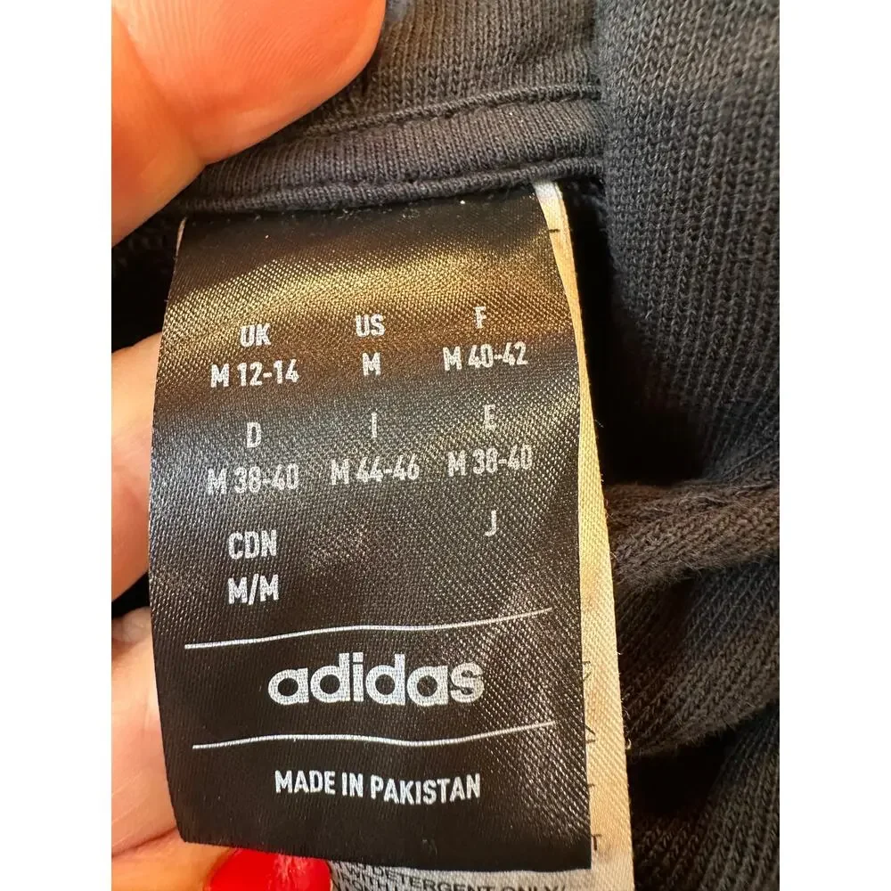 Adidas Womens Medium Cropped Hoodie Black Tonal Logo Oversized Sweatshirt M